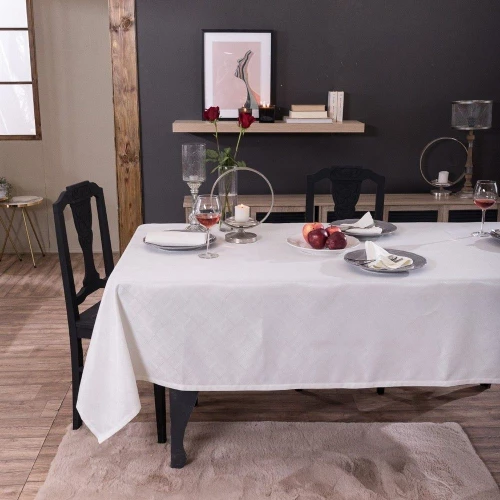 Τραπεζομάντηλο Lavezzi Με Πετσέτες Φαγητού (Σετ 13τμχ) Off White Teoran 160X320 Βαμβάκι-Πολυέστερ