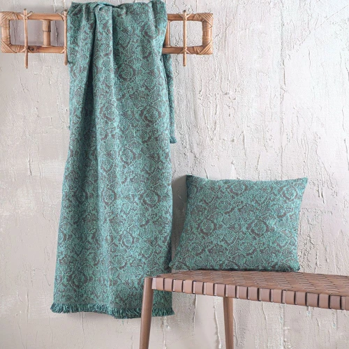 Ριχτάρι Snake Petrol Ρυθμός Τριθέσιο 180x280cm Βαμβάκι-Chenille