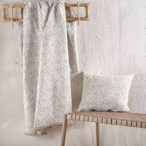 Ριχτάρι Snake Ecru Ρυθμός Τετραθέσιο 180x330cm Βαμβάκι-Chenille