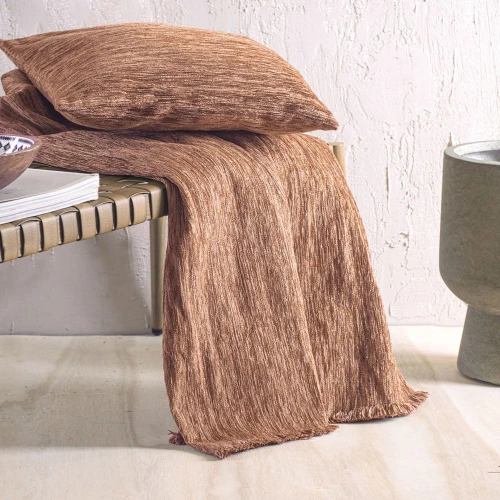 Ριχτάρι Planet Brown Ρυθμός Τετραθέσιο 180x330cm Βαμβάκι-Chenille