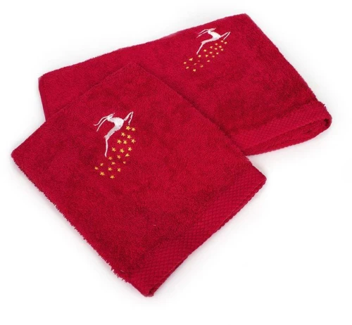 Πετσέτες Χριστουγεννιάτικες Reindeer (Σετ 2τμχ) Red DimCol Σετ Πετσέτες 50x90cm