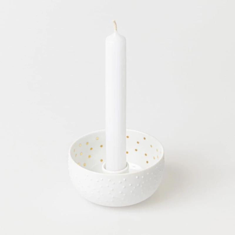 Κηροπήγιο Πορσελάνινο Dots LBTRD0092486 9,4x5cm White Raeder