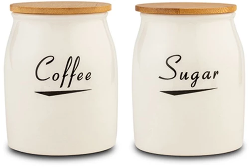 Δοχεία Καφέ/Ζάχαρης (Σετ 2Τμχ) Terrestrial 10-191-005 10x1x13,5cm 700ml White-Natural Nava Πορσελάνη