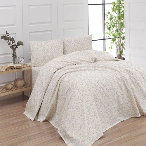 Σεντόνια 2541 Φανέλλα (Σετ 3τμχ) Beige Viopros Μονό 175x260cm 100% Βαμβάκι