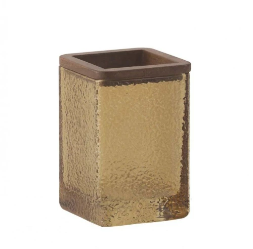 Ποτήρι Για Οδοντόβουρτσες AH-BA74083 7,5x11cm Amber Martele Andrea House Ξύλο,Γυαλί