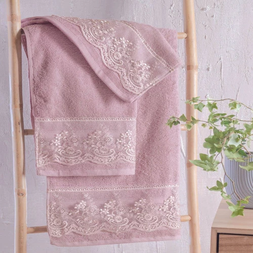 Πετσέτες Katherina (Σετ 3τμχ) Pink Ρυθμός Σετ Πετσέτες 80x150cm 100% Βαμβάκι