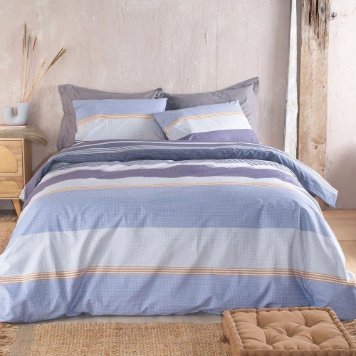 Σεντόνια Boost (Σετ 3τμχ) Blue Ρυθμός Ημίδιπλο 160x260cm 100% Βαμβάκι