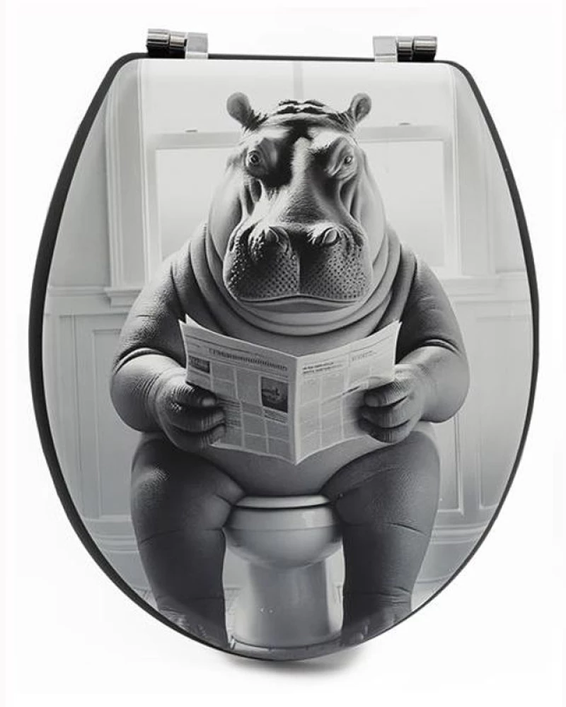 Καπάκι Λεκάνης Hippo 014.BM0298 45x36x5cm Grey-Black Πλαστικό