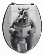 Καπάκι Λεκάνης Hippo 014.BM0298 45x36x5cm Grey-Black Πλαστικό