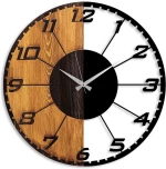 Ρολόι Τοίχου Linear 539TNL1143 56x3x56cm Walnut-Black Wallity Μέταλλο,Ξύλο