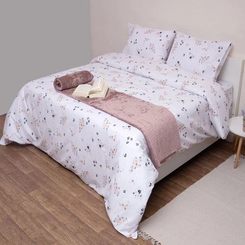 Σεντόνια Φλόραλ (Σετ 4τμχ) White Viopros King Size 280x260cm 100% Βαμβάκι