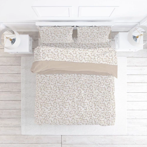 Σεντόνια 2555 Φανελένια Με Λάστιχο (Σετ 4τμχ) Beige Viopros Υπέρδιπλo 160x225cm 100% Βαμβάκι