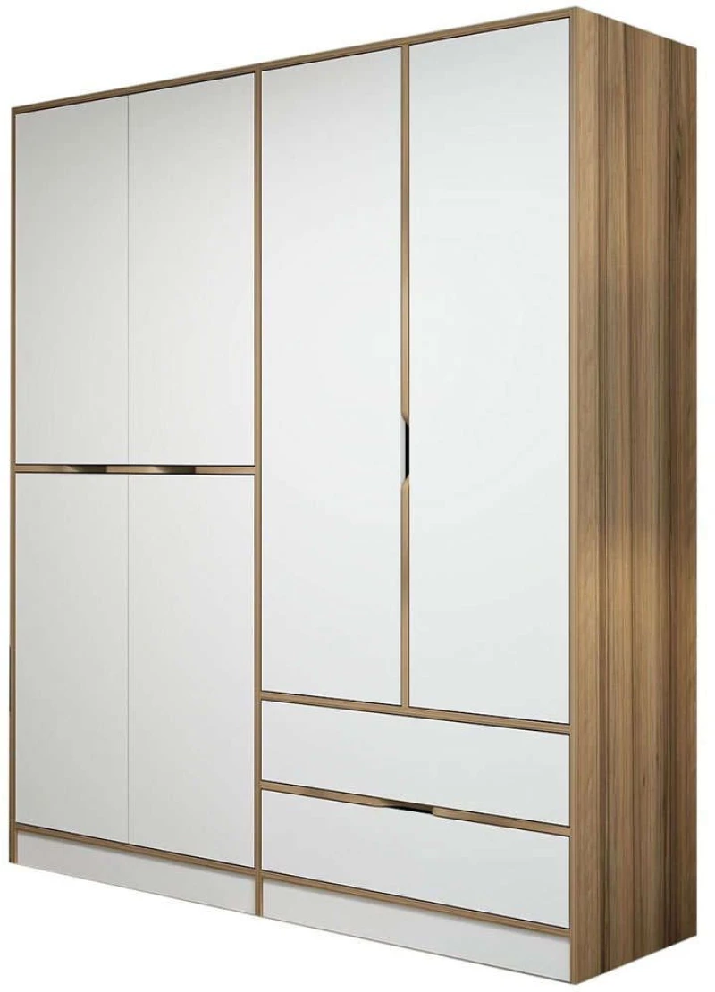 Ντουλάπα Εξάφυλλη Elina 506MNR2497 185x52x208cm Oak-White Εξάφυλλη