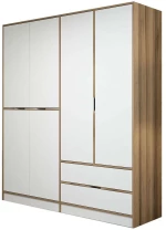 Ντουλάπα Εξάφυλλη Elina 506MNR2497 185x52x208cm Oak-White Εξάφυλλη
