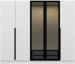 Ντουλάπα Πεντάφυλλη Kale Plus 506MNR2607 225x52x210cm Black-White Πεντάφυλλη