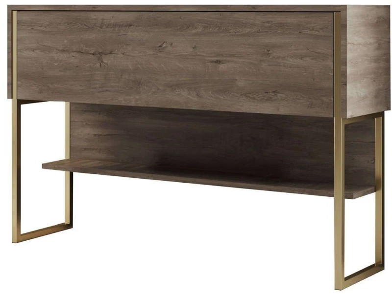 Κονσόλα Luxe 618BLY1403 120x30x80cm Gold-Walnut Μοριοσανίδα, Μέταλλο