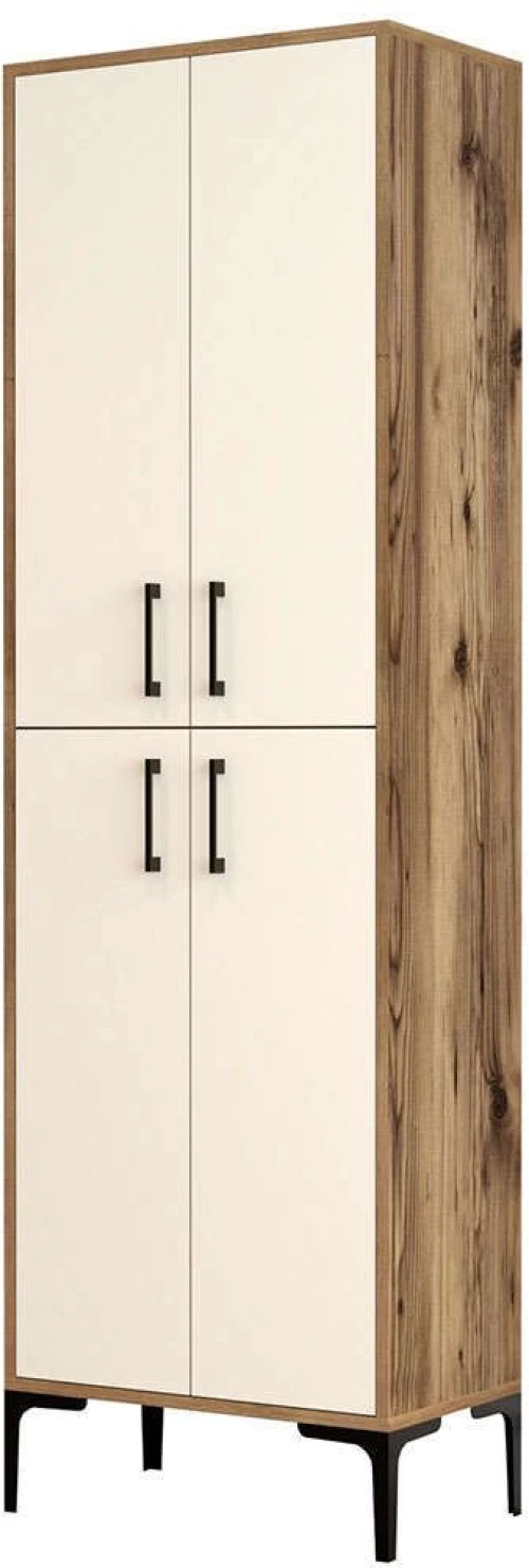 Παπουτσοθήκη Berlin 845HCT4105 60x35x200cm Walnut-Cream Μοριοσανίδα, Μέταλλο