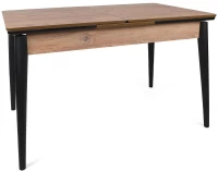 Τραπέζι Επεκτεινόμενο Sigma 974NMB1732 130/166x80x80cm Walnut-Black Πλαστικό,Mdf