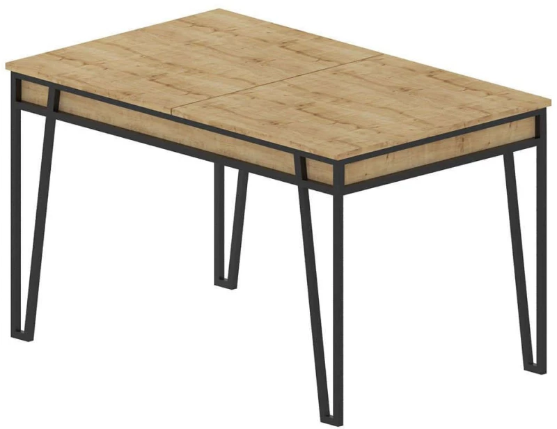 Τραπέζι Επεκτεινόμενο Pal 855DTE4604 132/170x80x76cm Oak-Black Μοριοσανίδα, Μέταλλο