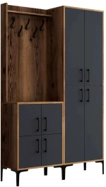 Έπιπλο Εισόδου Berlin 845HCT4201 120x35x200cm Walnut-Anthracite Μοριοσανίδα, Μέταλλο