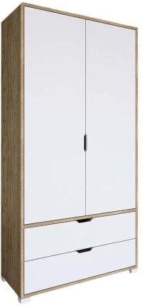 Ντουλάπα Δίφυλλη 350MWD1124 90x45x183cm Light Walnut-White Δίφυλλη