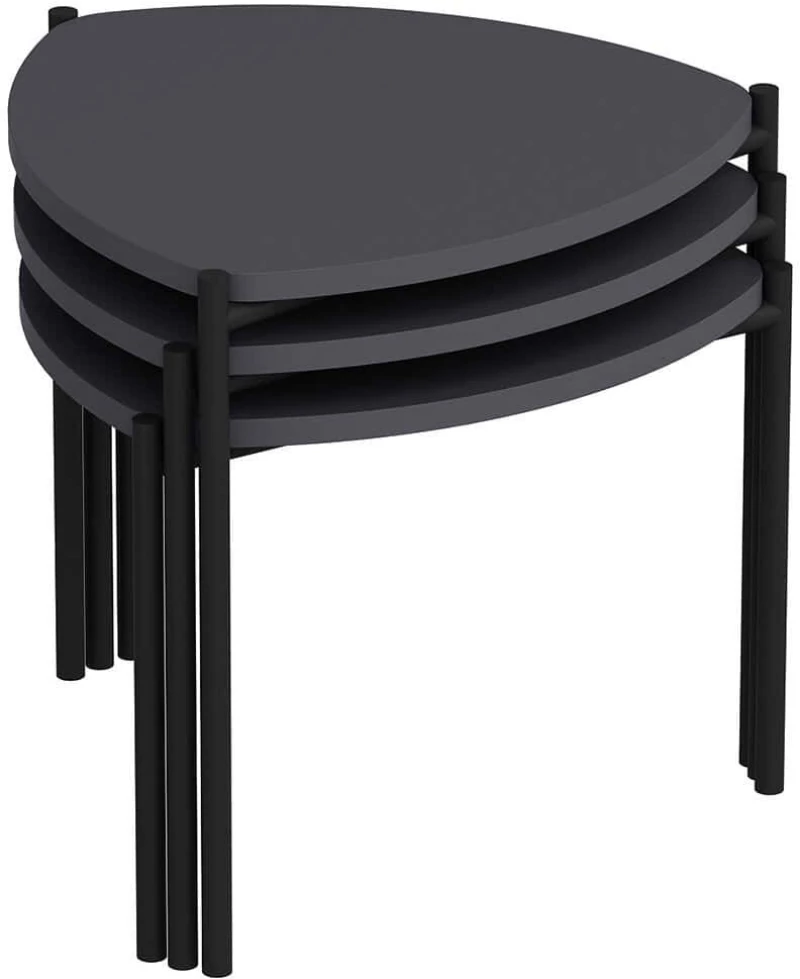 Ζιγκόν Lenny (Σετ 3Τμχ) 506MNR1223 45x45x45/40/35cm Anthracite