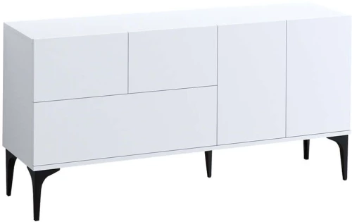 Μπουφές 393MRD1315 150x35x75cm White-Black Μοριοσανίδα, Μελαμίνη