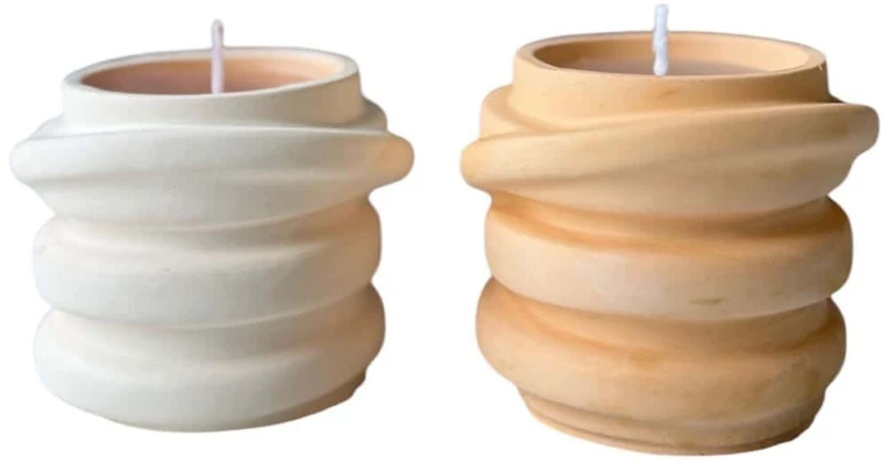 Κεριά Σόγιας Σε Δοχεία Glamour (Σετ 2Τμχ) 447FLD1132 8x7x8cm White-Orange Aberto Design Τσιμέντο