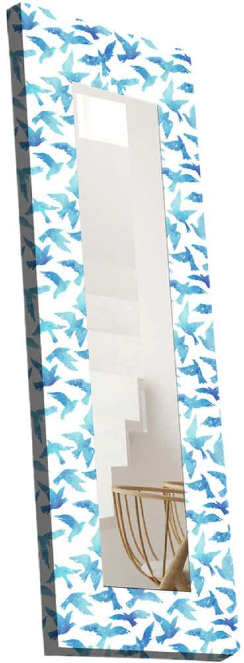 Καθρέπτης Τοίχου 814MVT1115 40x120cm White-Blue Wallity Ξύλο, Καμβάς