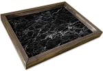 Δίσκος Σερβιρίσματος 847TRX0203 30x40cm Marble Effect Black-Walnut Hermia Mdf,Ξύλο