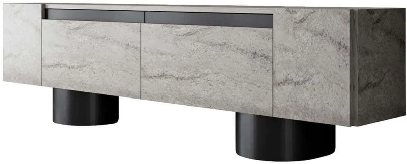 Έπιπλο Τηλεόρασης Bohem 618BLY1268 180x30x50cm Travertine Grey-Black