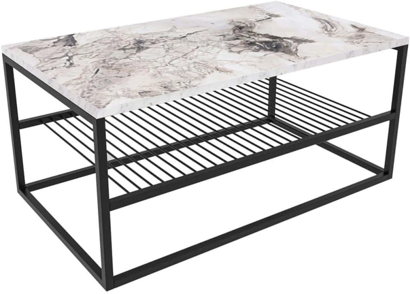 Τραπέζι Σαλονιού Asude 854KLN4306 95x55x42cm Marble Effect White