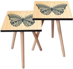 Τραπεζάκια Βοηθητικά (Σετ 2Τμχ) 481LNA2347 35x35x47/42cm Beige-Black
