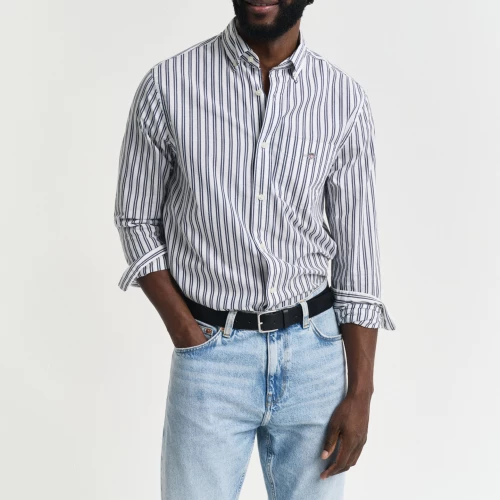 Gant Πουκάμισο Ριγέ ΛΕΥΚΟ REG CLASSIC POPLIN STRIPE SHIRT 3250031-110 WHITE