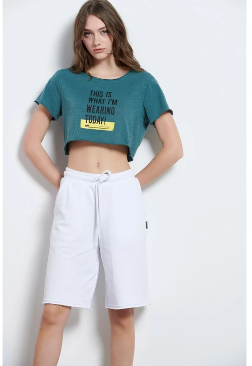 BDTK Γυναικεία μακριά αθλητική βερμούδα Pantson 1221-909604 1221-909604-00200 BODY TALK Λευκό