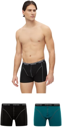 Ανδρικά Boxer Minerva Sporties 2 Tεμάχια Μαύρο-Πετρόλ 29411-250