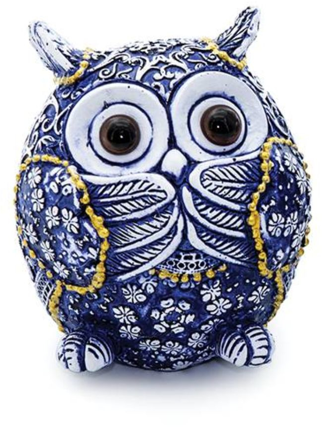 Διακοσμητική κουκουβάγια μπλε Polyresin 7,5cm syllogi ΗΧ-668-1