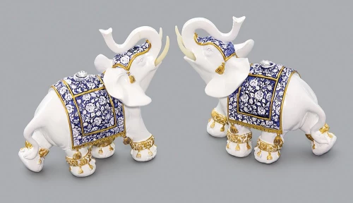 Ελέφαντας διακοσμητικός λευκό/μπλε Polyresin 16x16cm syllogi ΗΧ-654