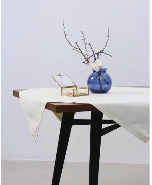 Τραπεζομάντηλο Polina με ζακάρ σχέδιο λουλουδιών 4 ατόμων (140x140cm) Εκρού 33662 340058-03 Pennie