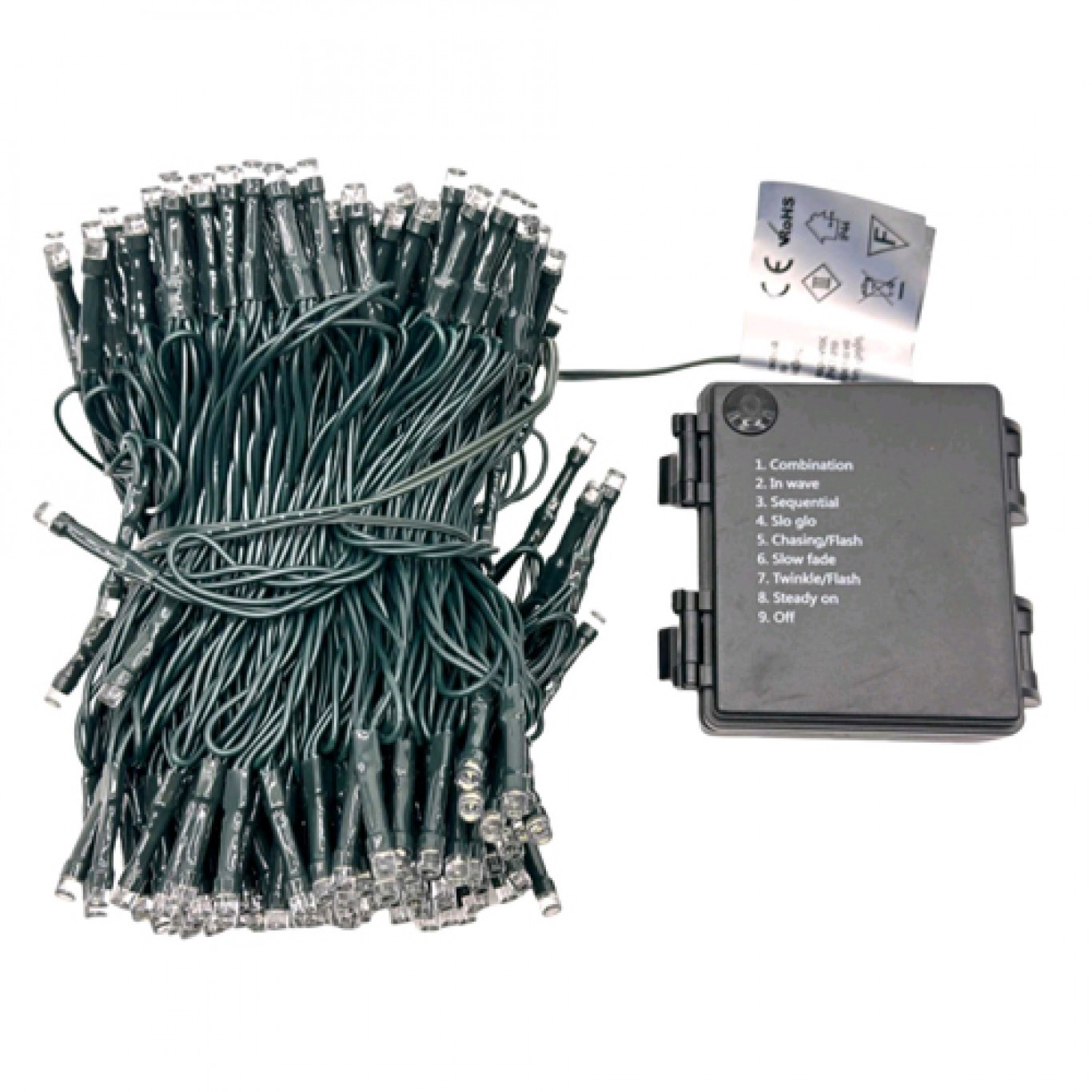 Χριστουγεννιάτικα Λαμπάκια Μπαταρίας 20m με 200 Microled, Αδιάβροχα IP44, Λευκού Ψυχρού Φωτισμού και 8 Προγράμματα