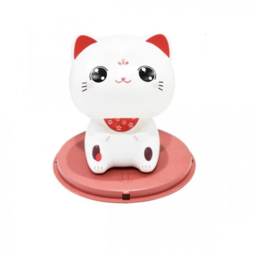 Διακοσμητική Τυχερή Λευκή Γάτα Καλωσορίσματος Ηλιακή - Feng Shui Welcome Cat 10,5cm Solar