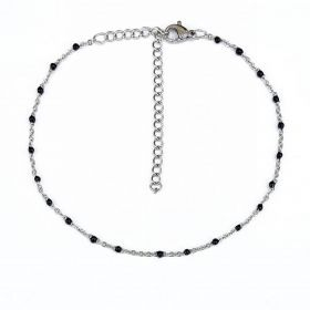 Kostibas 2013-721AM, Βραχιόλι Ποδιού, Ατσάλι, Σμάλτος, Ασημί/Μαύρο