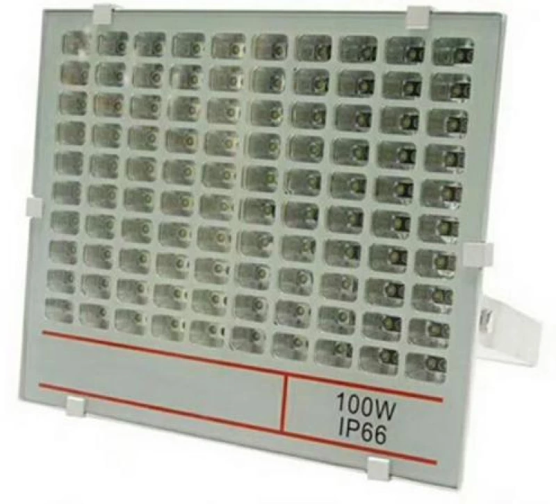 LED SLIM Προβολέας SMD Λευκό Γυαλί 100W Αδιάβροχος IP 66, 9000 Lumens