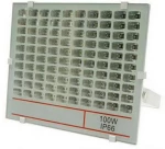 LED SLIM Προβολέας SMD Λευκό Γυαλί 100W Αδιάβροχος IP 66, 9000 Lumens