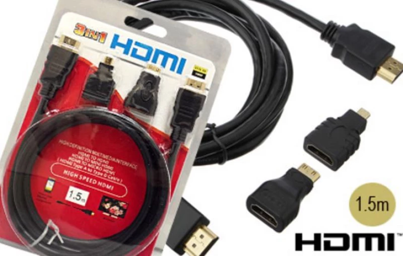 Oem HDMI 3σε1 Καλώδιο HDMI 1.5m με Αντάπτορες MiniHDMI και MicroHDMI