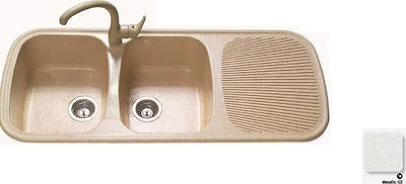 Sanitec Premium 300 (116x50 cm) νεροχύτης συνθετικός γρανίτης αντιστρεφόμενος -Metallic Ice