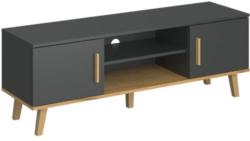 Έπιπλο TV Pluton Ανθρακί-Χρυσό Δρυς 138x40x48.6cm