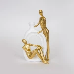 Βάζο Polyresin Λευκό/Χρυσό με Σχέδιο Άνθρωποι 14x7.5x26cm