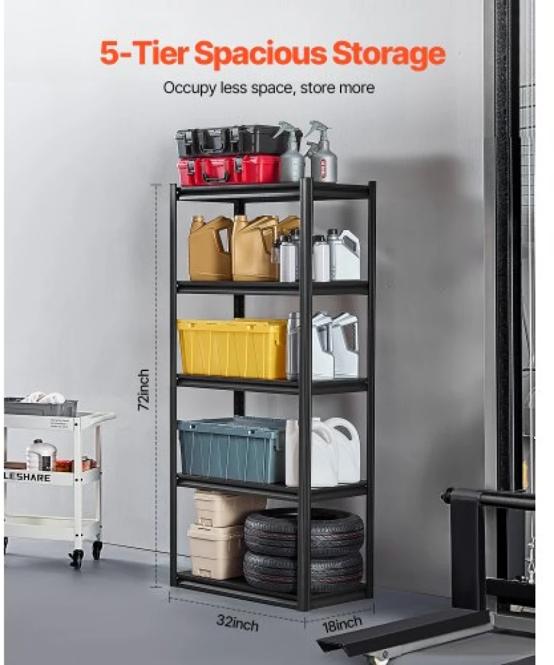 VEVOR Storage Shelves 18" D x 32" W x 72" H 5-tier Garage Storage Shelving