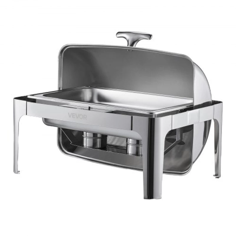 VEVOR 9Qt Rectangle Roll Top Chafing Dish Set with Full-Size Pan Stainless Steel